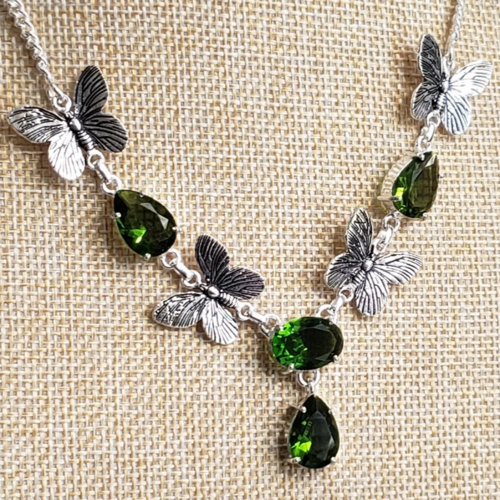 Peridot Butterfly necklace-925 silver peridot butterfly necklace